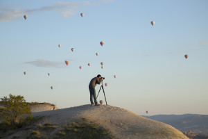Photographer and hot air balloons